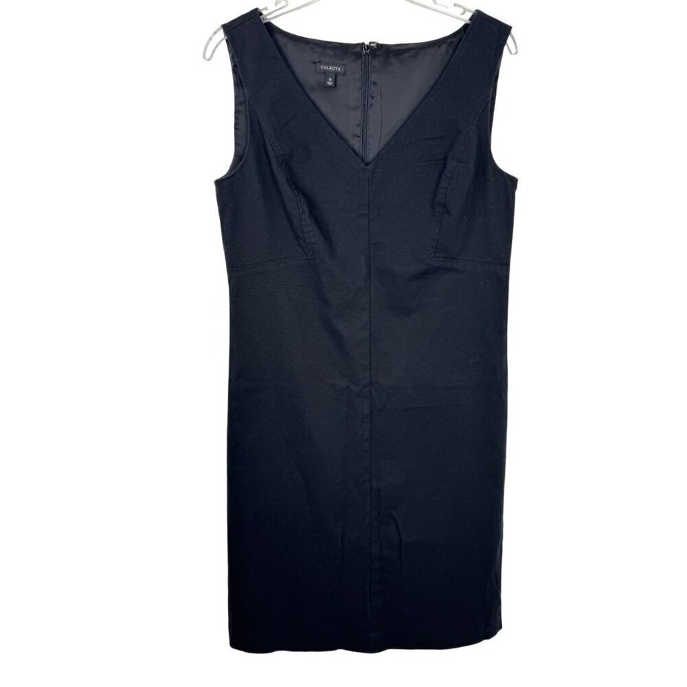 Talbots Black Sleeveless Midi Fully Lined Dress Size 10 Cotton Twill EUC